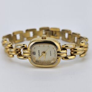 Gruen Women's‎ Watch 18MM Gold Dial Gold Bracelet 6" New Battery